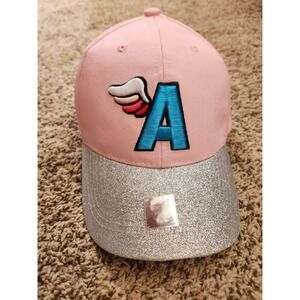 Ace Cap Inc Pink Angel Baseball Hat Silver Glitter Brim Winged A Embroidered